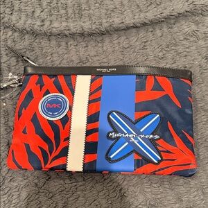 Michael Kors Red and Blue Patterned Toiletry Bag
